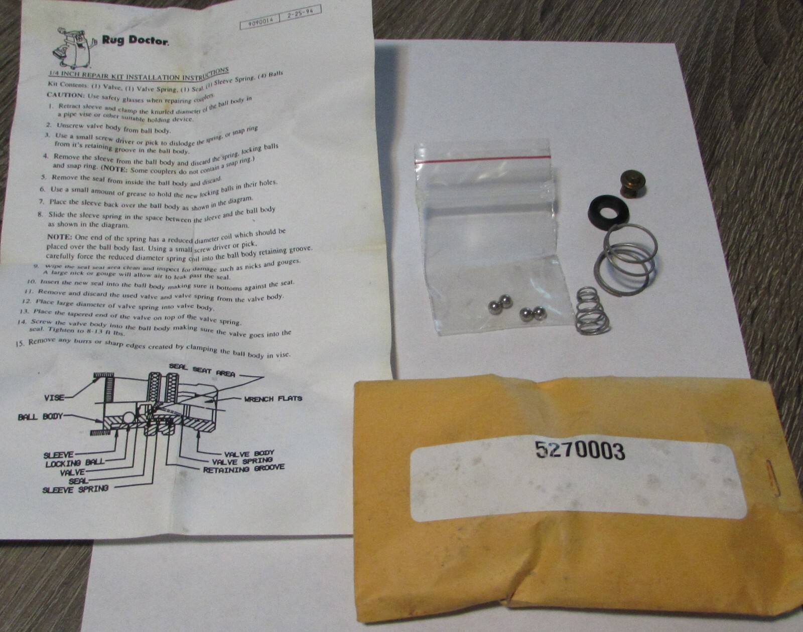 Rug Doctor 1/4 Seal Repair Kit 13WP 5270003