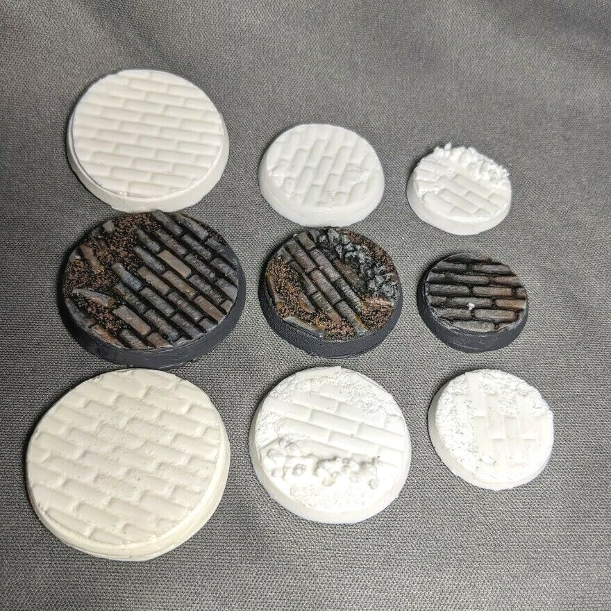 5 Miniature RESIN Game Bases BRICK STONE 25mm, 32mm or 40mm for Warhammer *NEW*