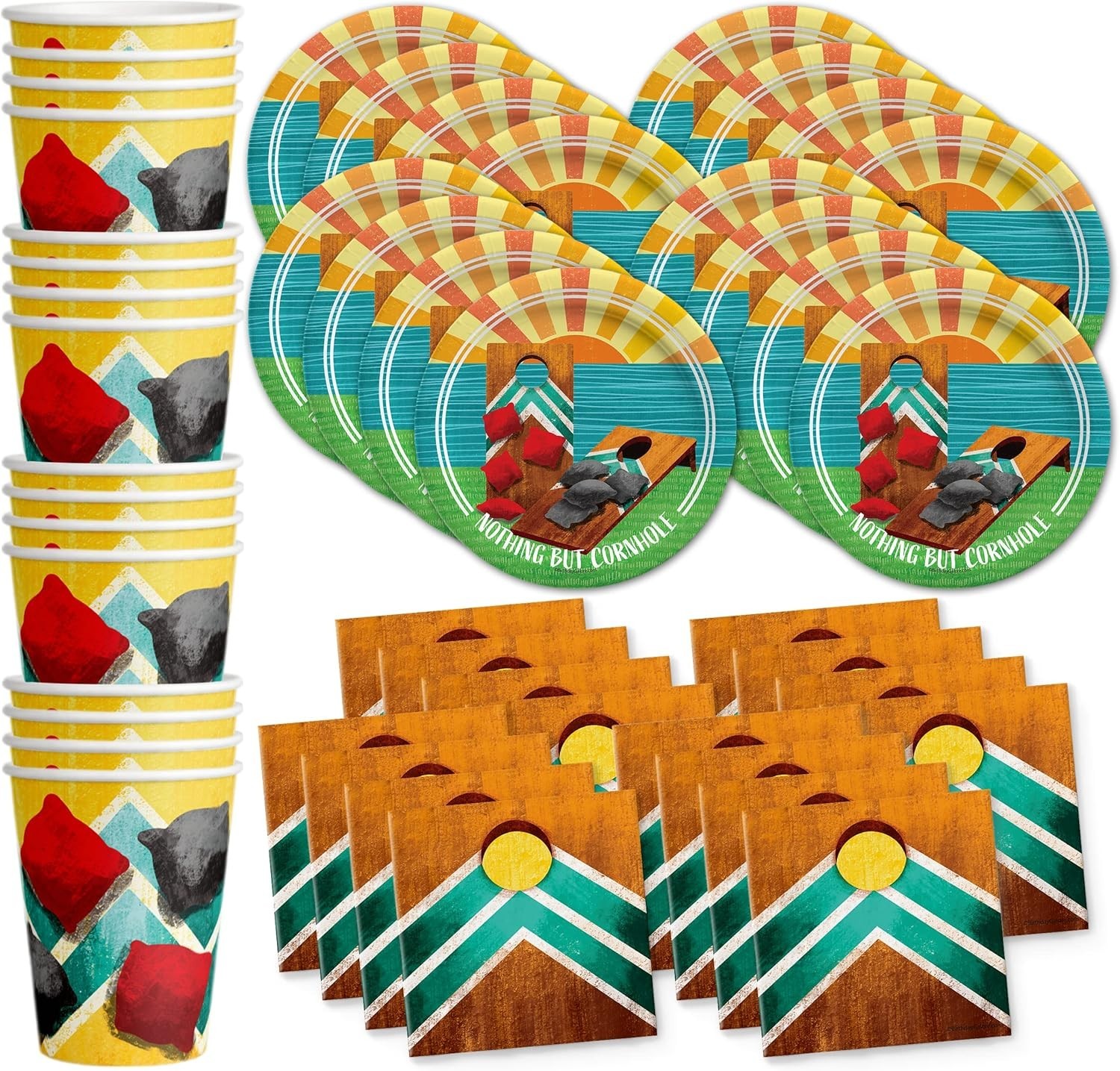 Durable Lake-Themed Tableware Set for 16 Birthday Guests - Ultimate Fun