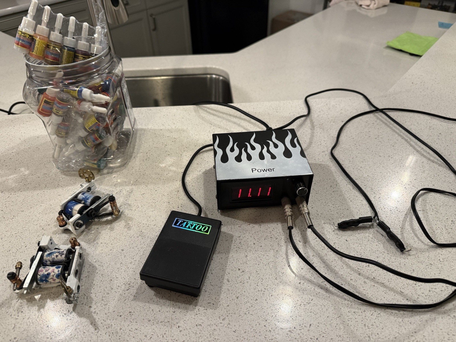 Adjustable Tattoo Machine Power Supply Output Black LED Display