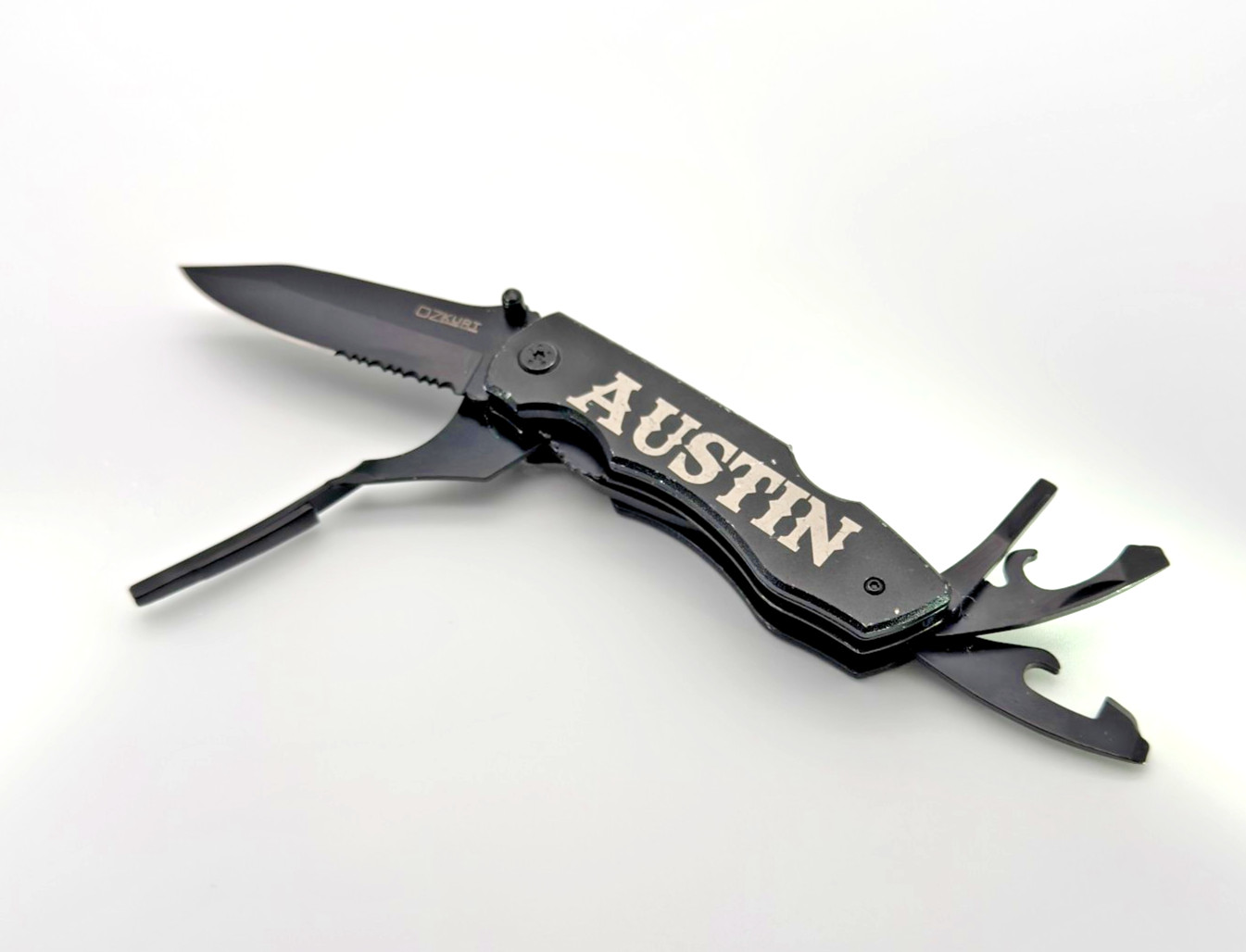 Austin Black Folding Multi-Tool Knife w/ Bottle Opener & Screwdrivers – Used