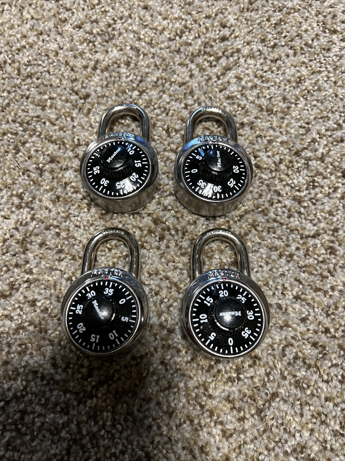 4x Master Lock Locker Combination Padlocks Combination On Back Of Each Lock