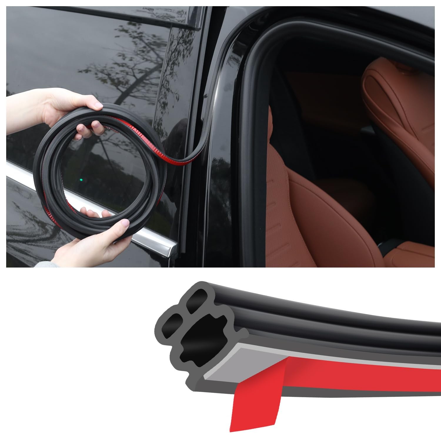 52.5Ft Car Door Seal, Thickened Rubber Automotive Weather Stripping Universal