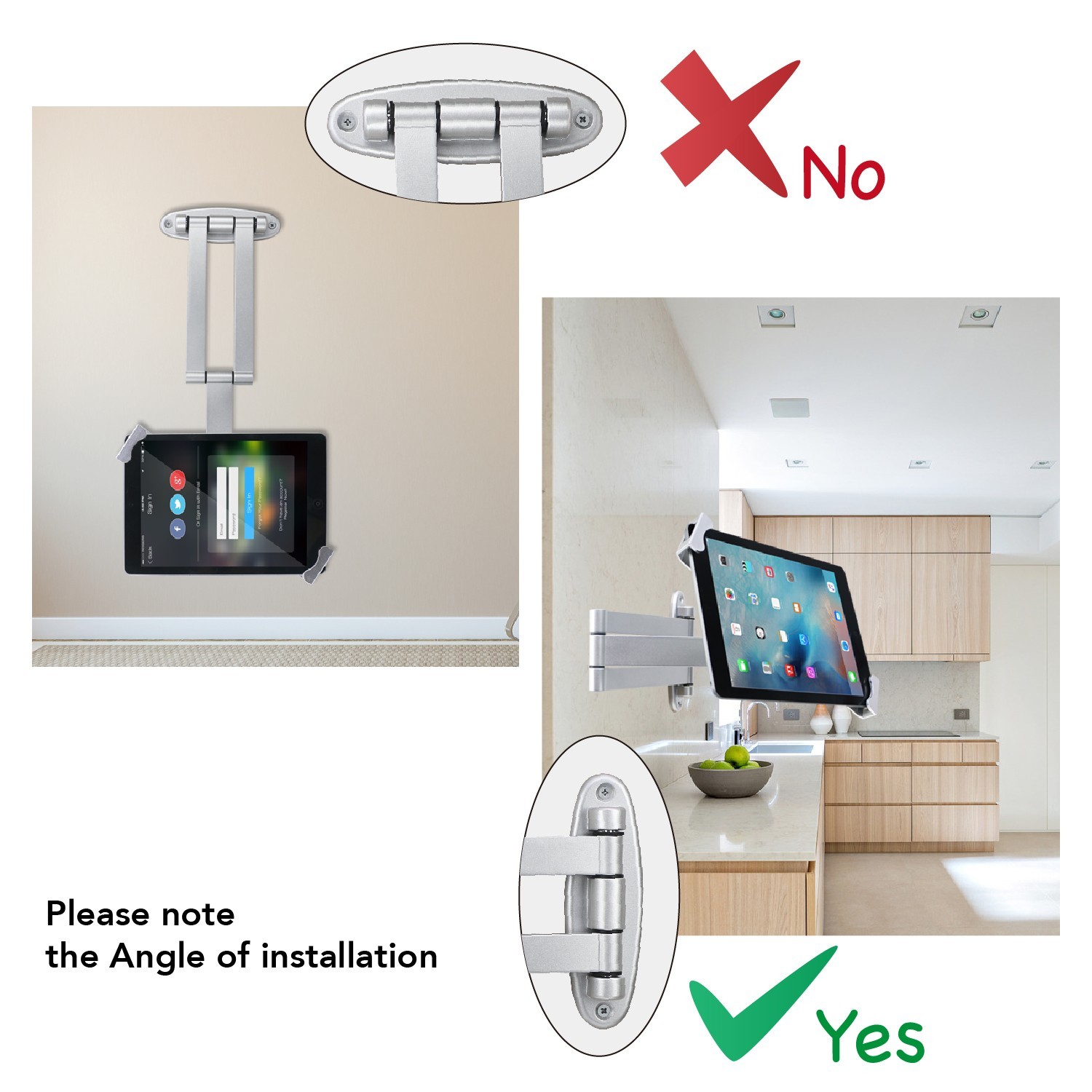 Tablet Wall Mount fold Holder for 7 to11 Tablet, with Lock | Extend Adjustabl...