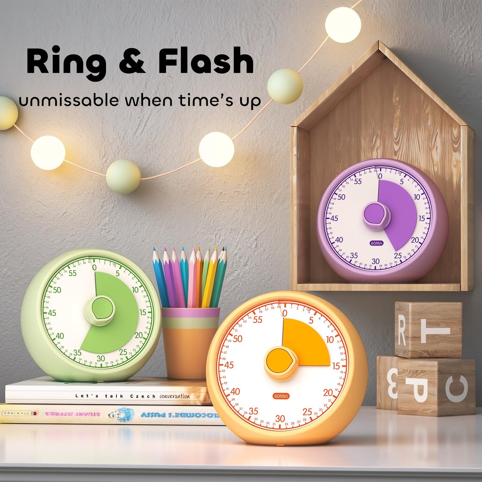 Visual Timer for Kids 60-Minute - Countdown Timer with Optional Alarm, Focus ...