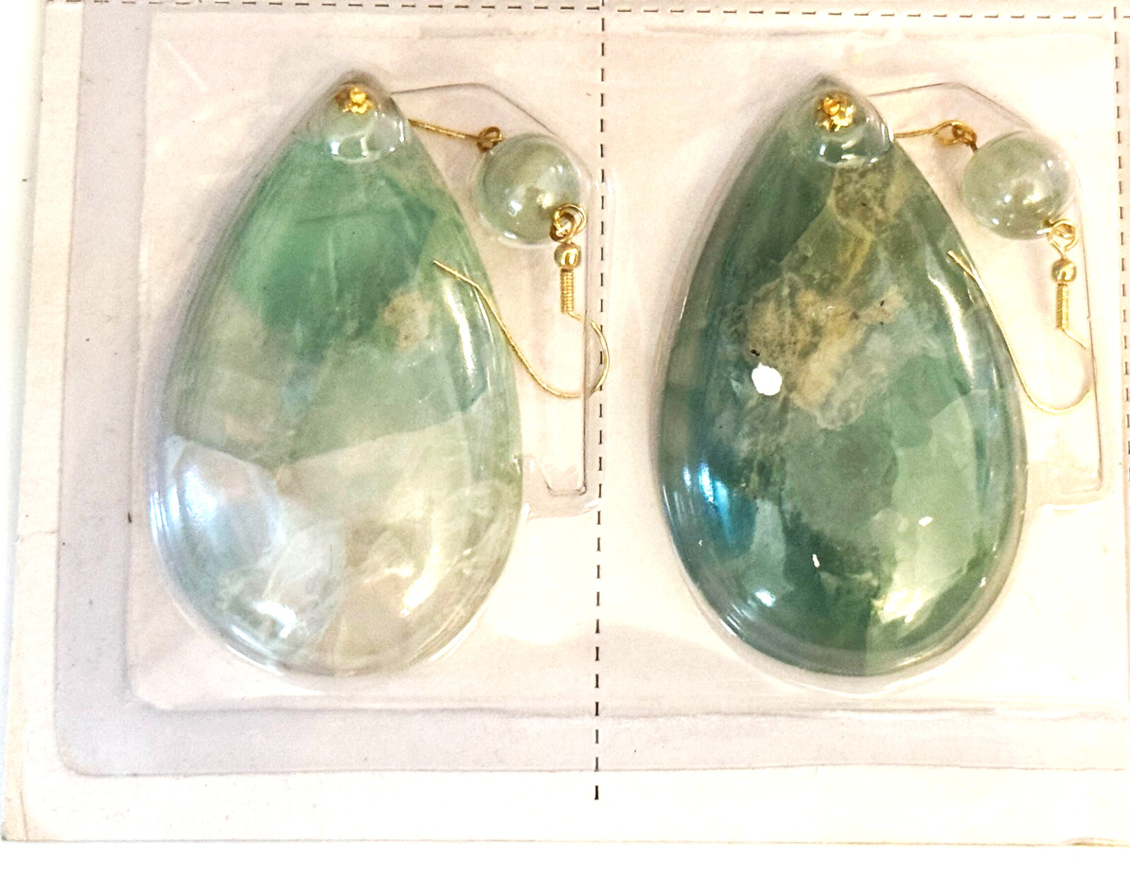 Green Rock Crystal Chandelier Quartz Pendants Prism 3" Half Pear w/bead & hook