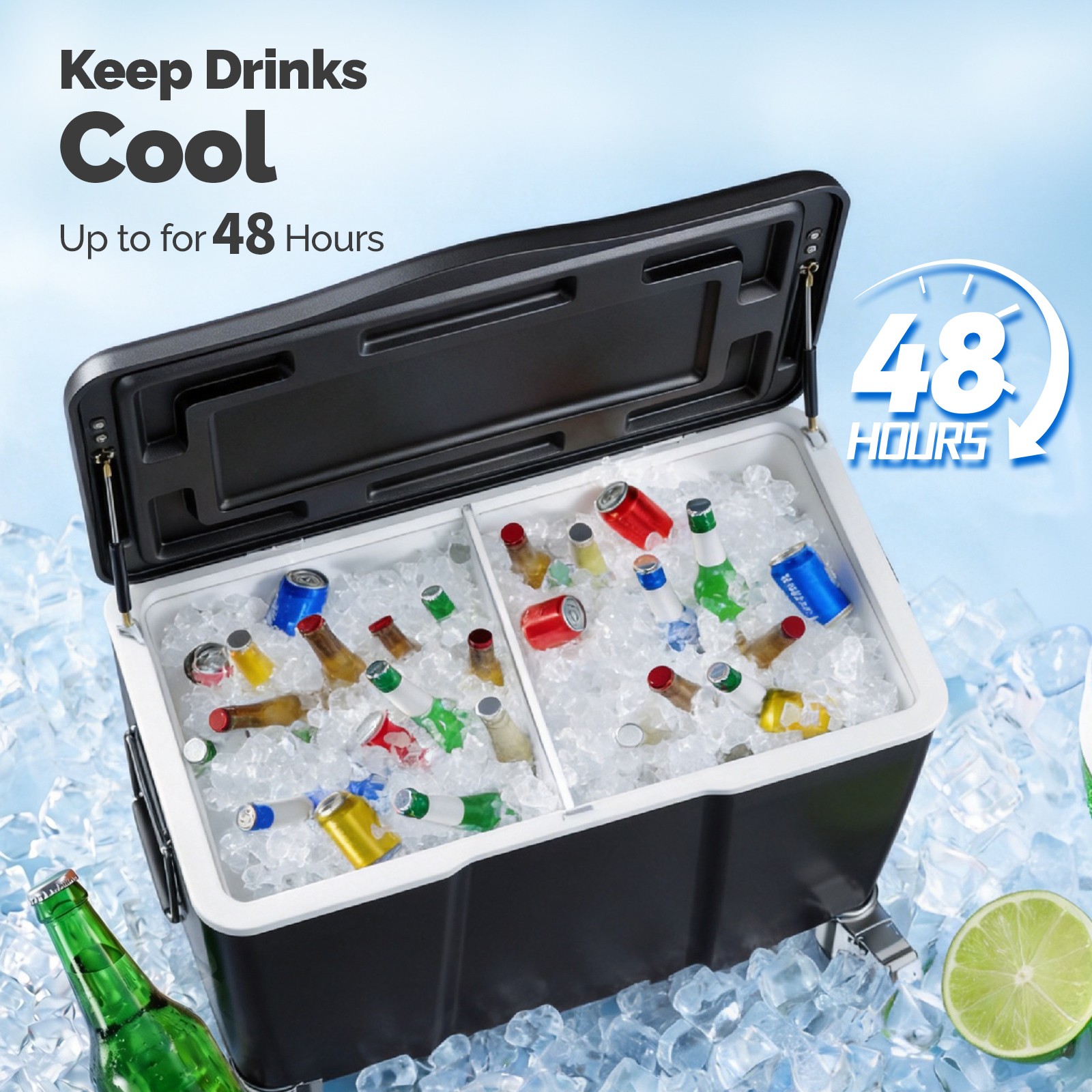 Rolling Ice Chest 100QT, Cooler Cart with Wheels, Handle for Outdoor Patio Party