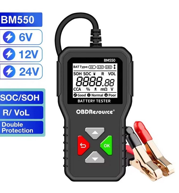 BM550 6V 12V 24V Car Battery Tester 100-2200 CCA Truck Battery Voltage Analyzer