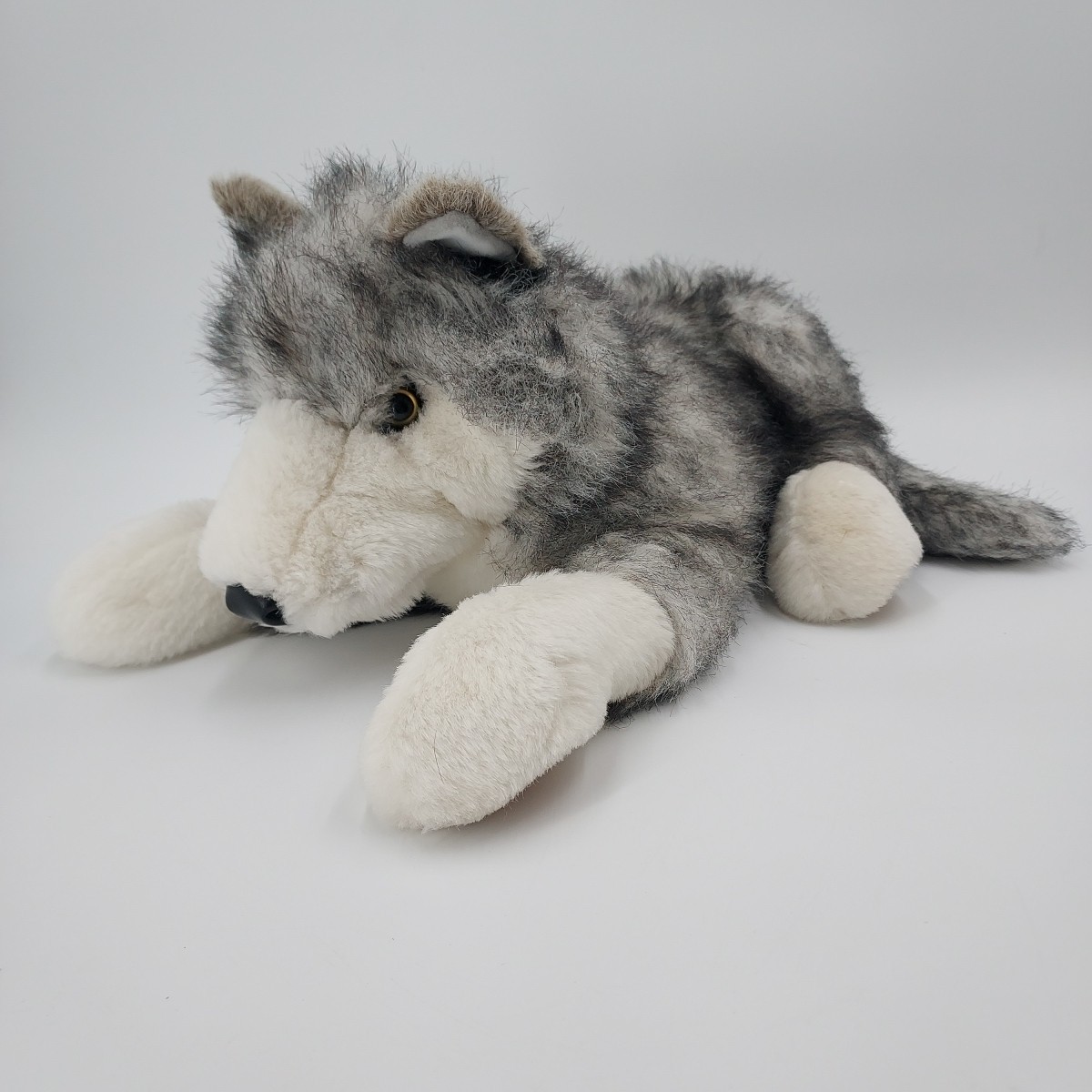 Folkmanis Gray Timber Wolf Puppet Furry Folk Hand Plush Toy 25" Soft
