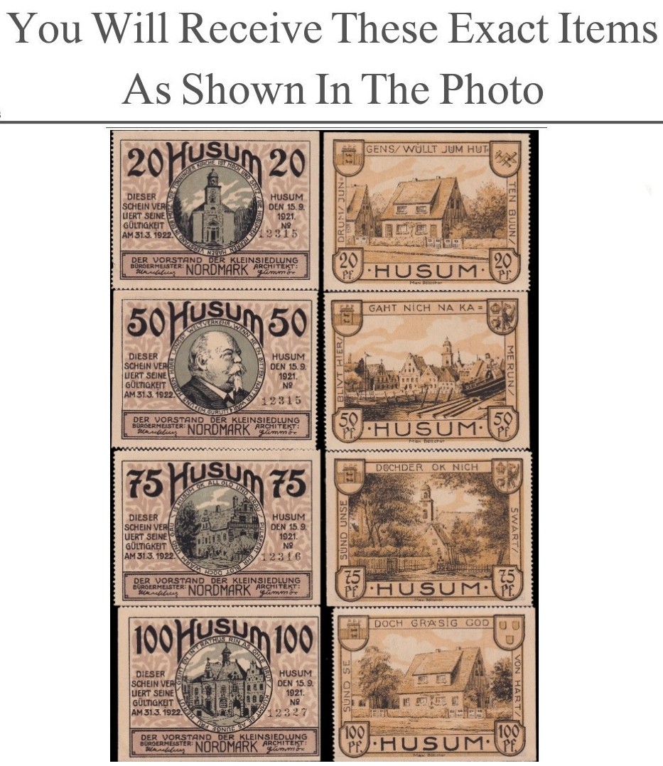 Germany Notgeld HUSUM 20 50 75 100 Pfennig 1921 Set 4 pcs