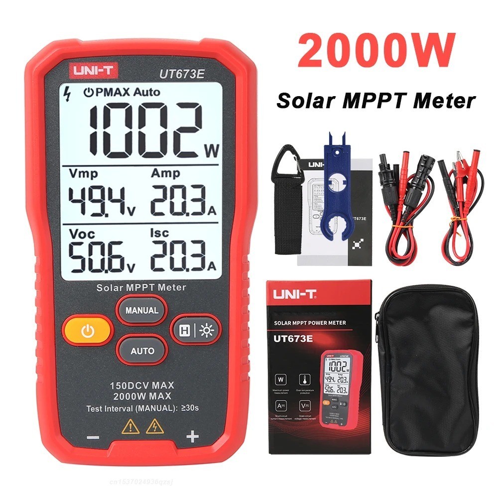 UNI-T UT673E Digital Solar Panel Tester 2000W Photovoltaic MAX Power MPPT Meter