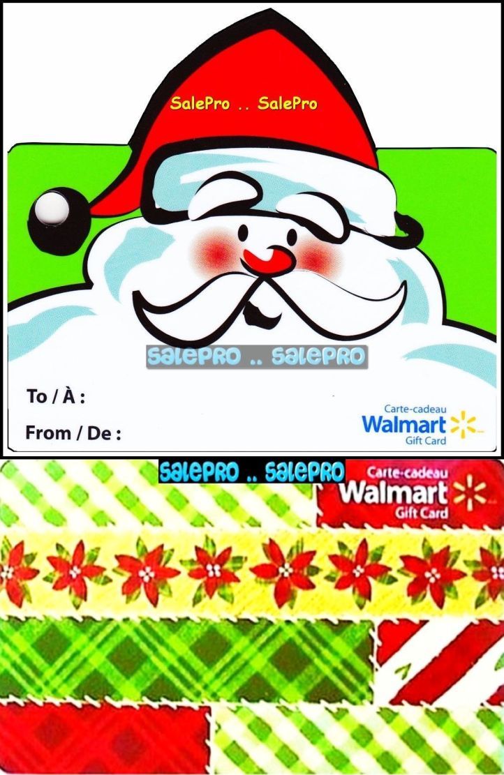 2x WALMART CHRISTMAS SANTA CLAUS CARD WRAPPING PAPER COLLECTIBLE GIFT CARD LOT