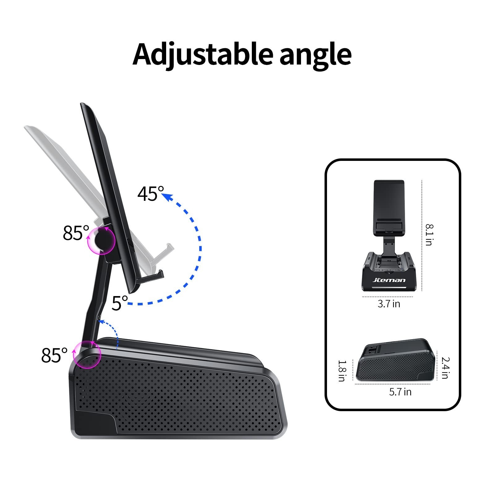 JTEMAN Cell Phone Stand with Bluetooth Speaker,Desktop Kitchen Gadgets Stand ...