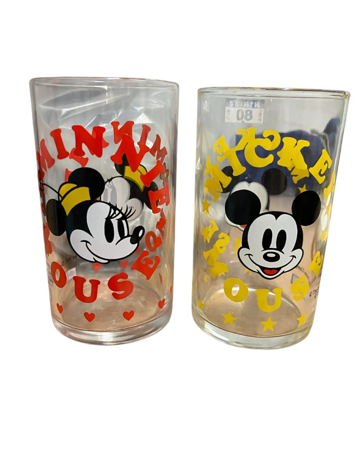 Vintage Disney Mickey Minnie Glass Set Nissan Promo Japan Cute Collectible Gift