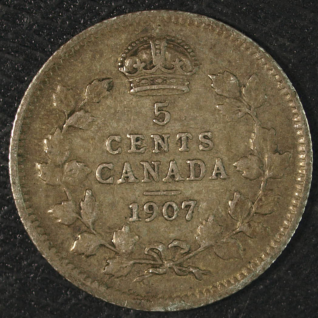 1907 Canada Silver 5 Cents ☆☆ Circulated ☆☆ Great Set Filler 103