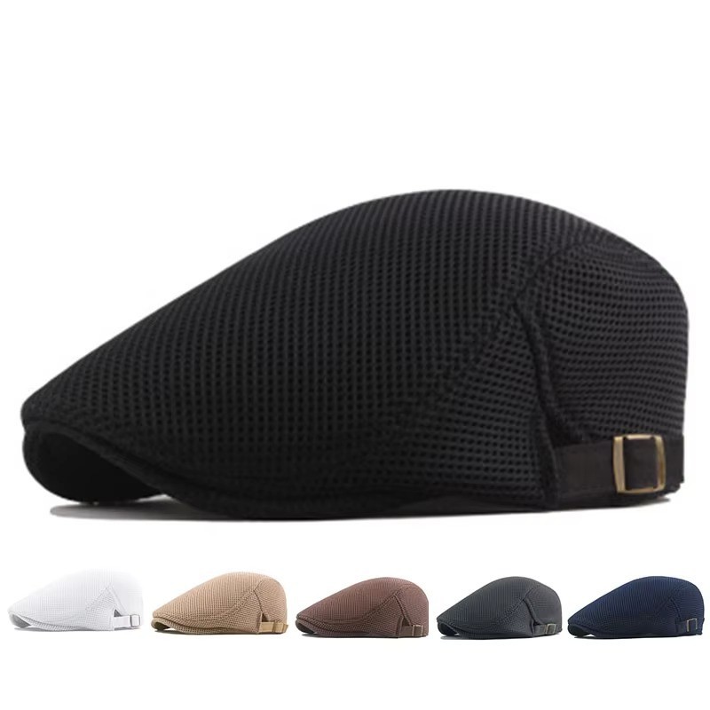 Solid Cotton Gatsby Cap Mens Ivy Hat Golf Driving Sun Flat Cabbie Newsboy Summer