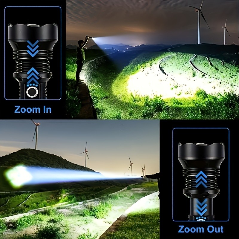 rechargeable flashlight, high-lumen tactical flashlight, aluminum