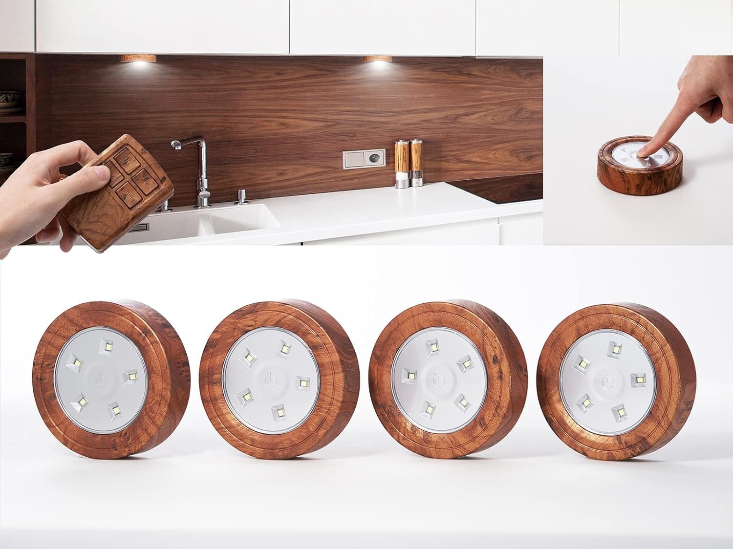LED Puck Lights with Wireless Remote Dimmable Under Cabinet Lights with Timer...
