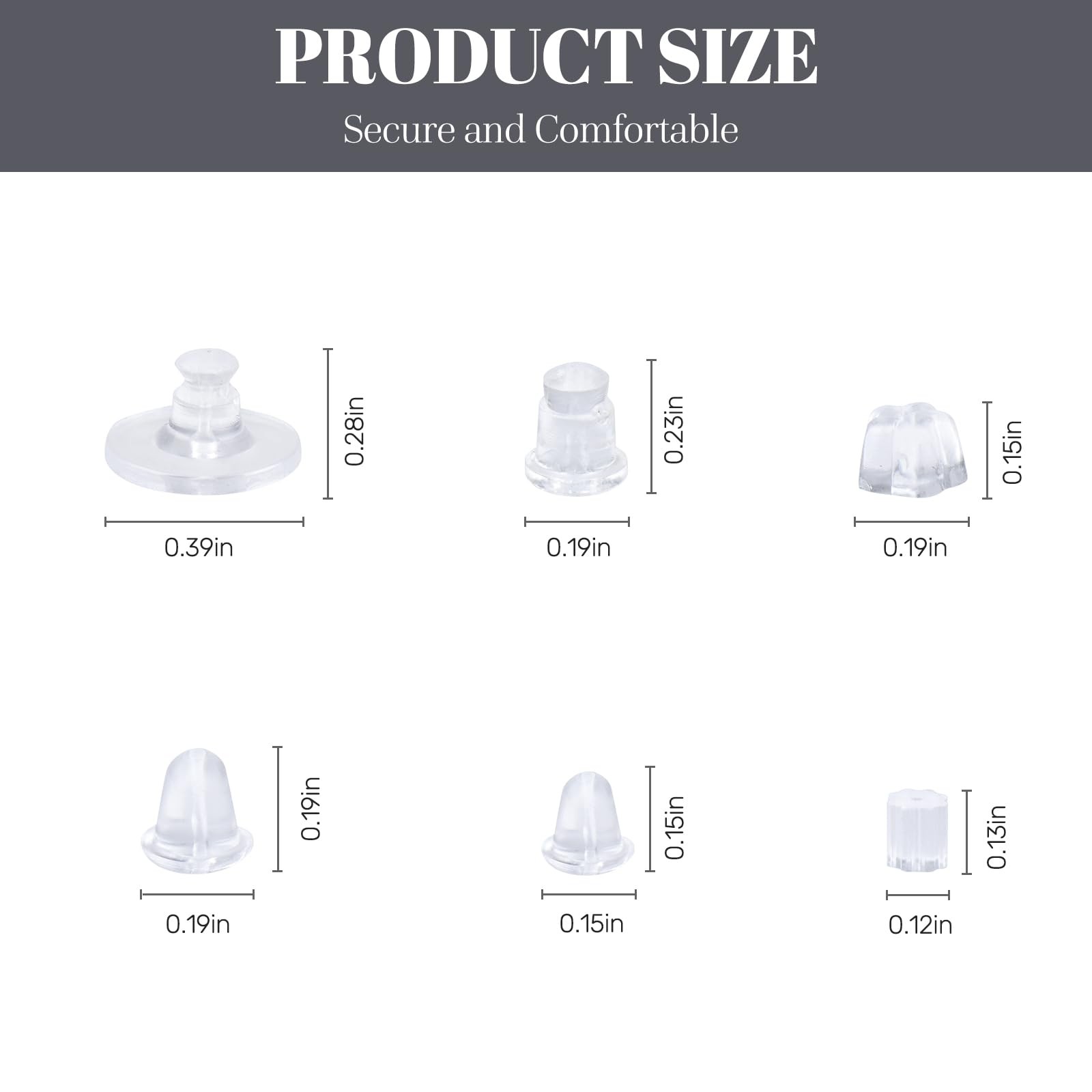 6 Styles Silicone Earring Backs for Studs/Droopy Ears/Heavy Earring 600 Pcs Cle