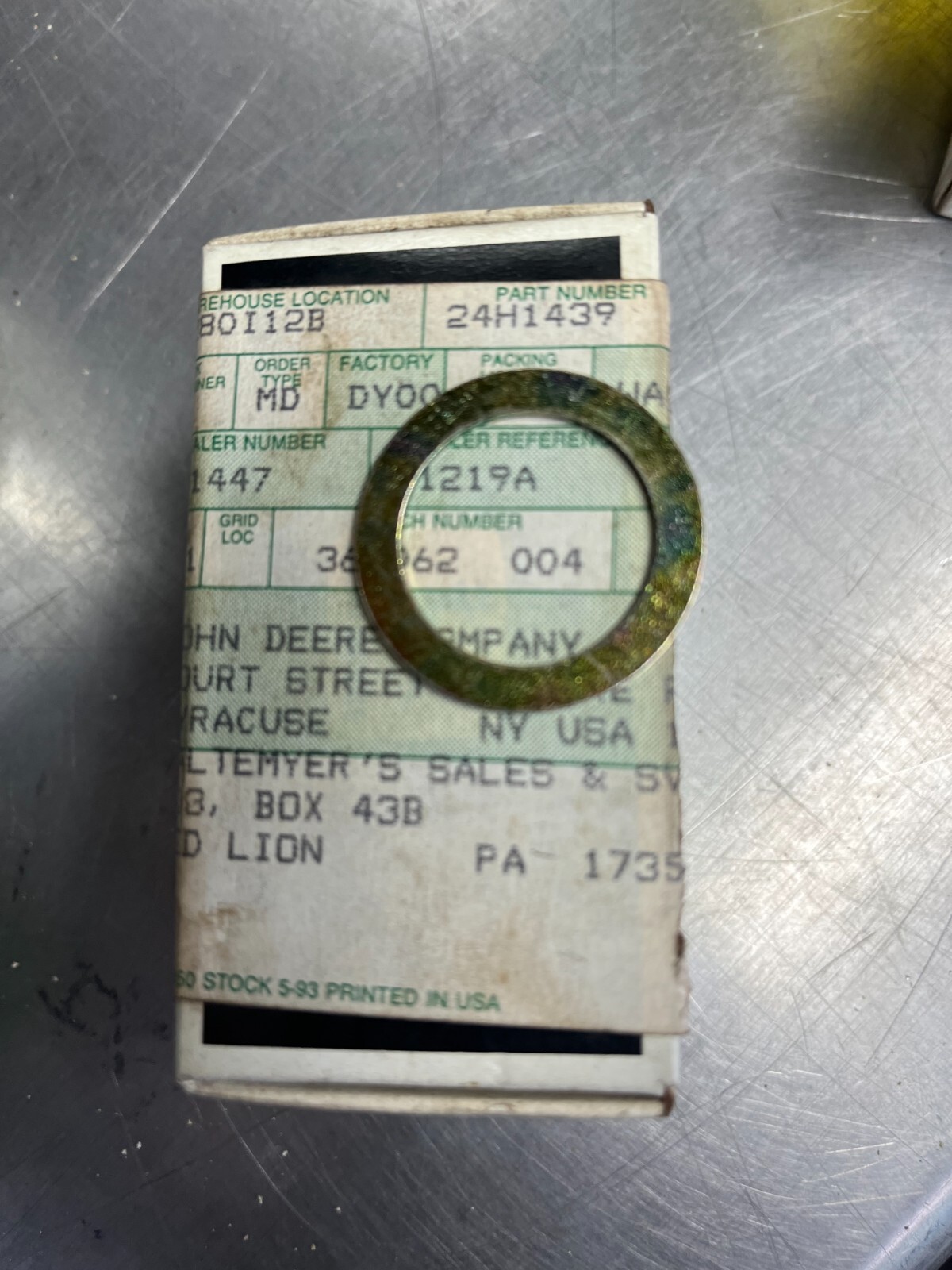 24H1439 OEM John Deere Washer