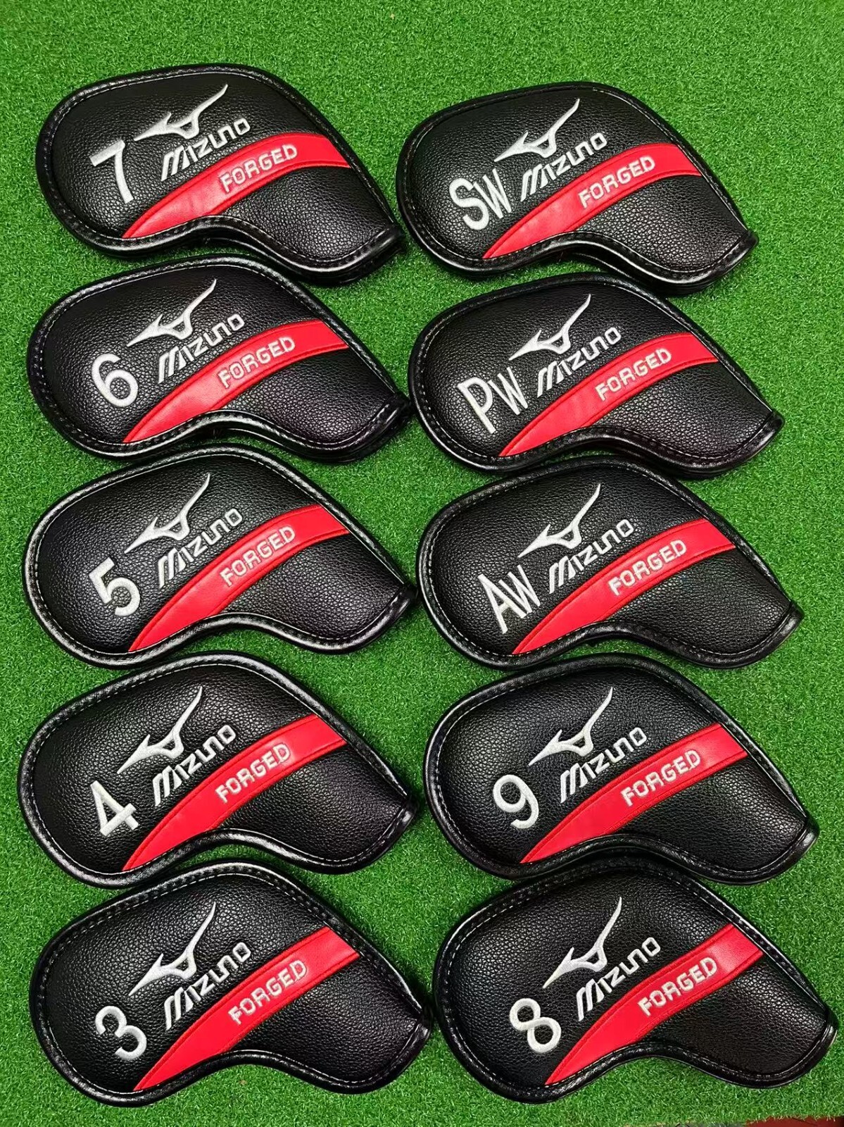 Mizuno Golf Iron Head Covers Leather Magnetic Closure 3-9+APS/w 10Pcs