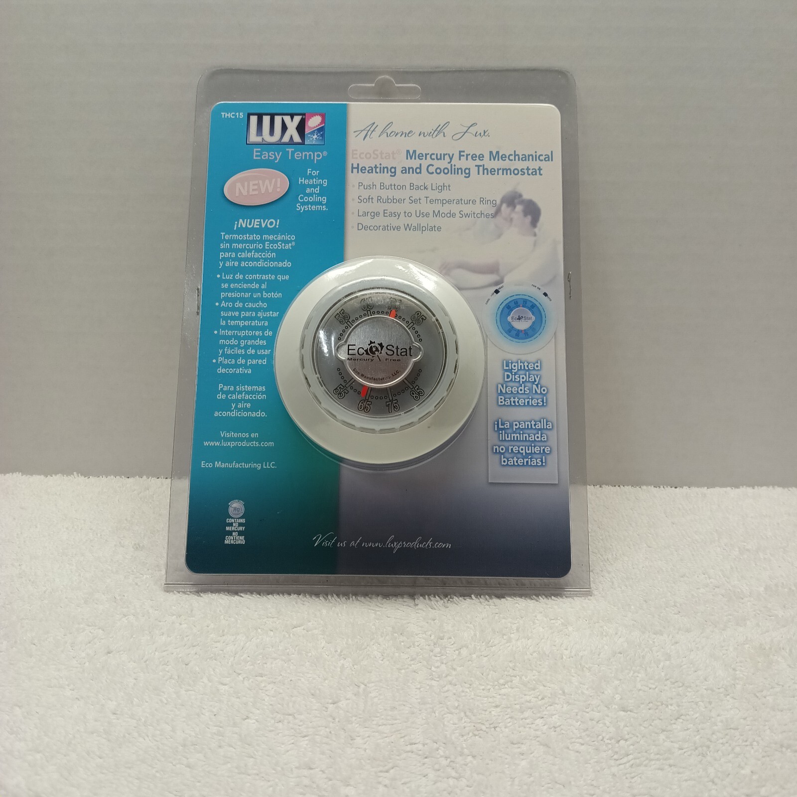 Lux Easy Temp THC15 Heating/cooling Mechanical Thermostat lighted display