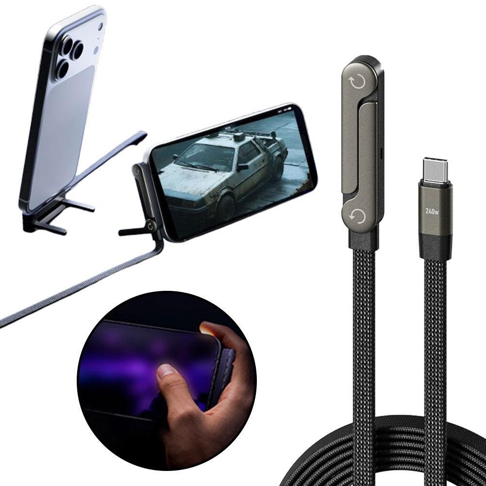 Fast Charging Foldable Bracket Data Cable 2-in-1 Data Wire Foldable Phone Tablet