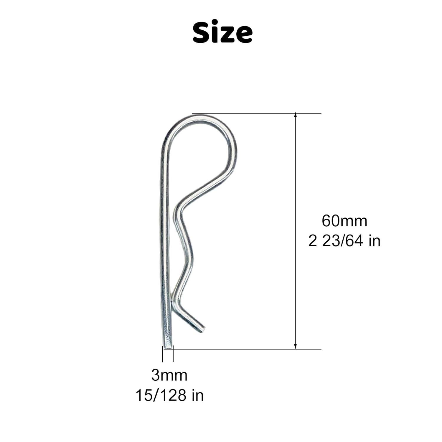 Jongdari 15pcs Cotter Pins, Heavy Duty Large - M3x60mm, Silver