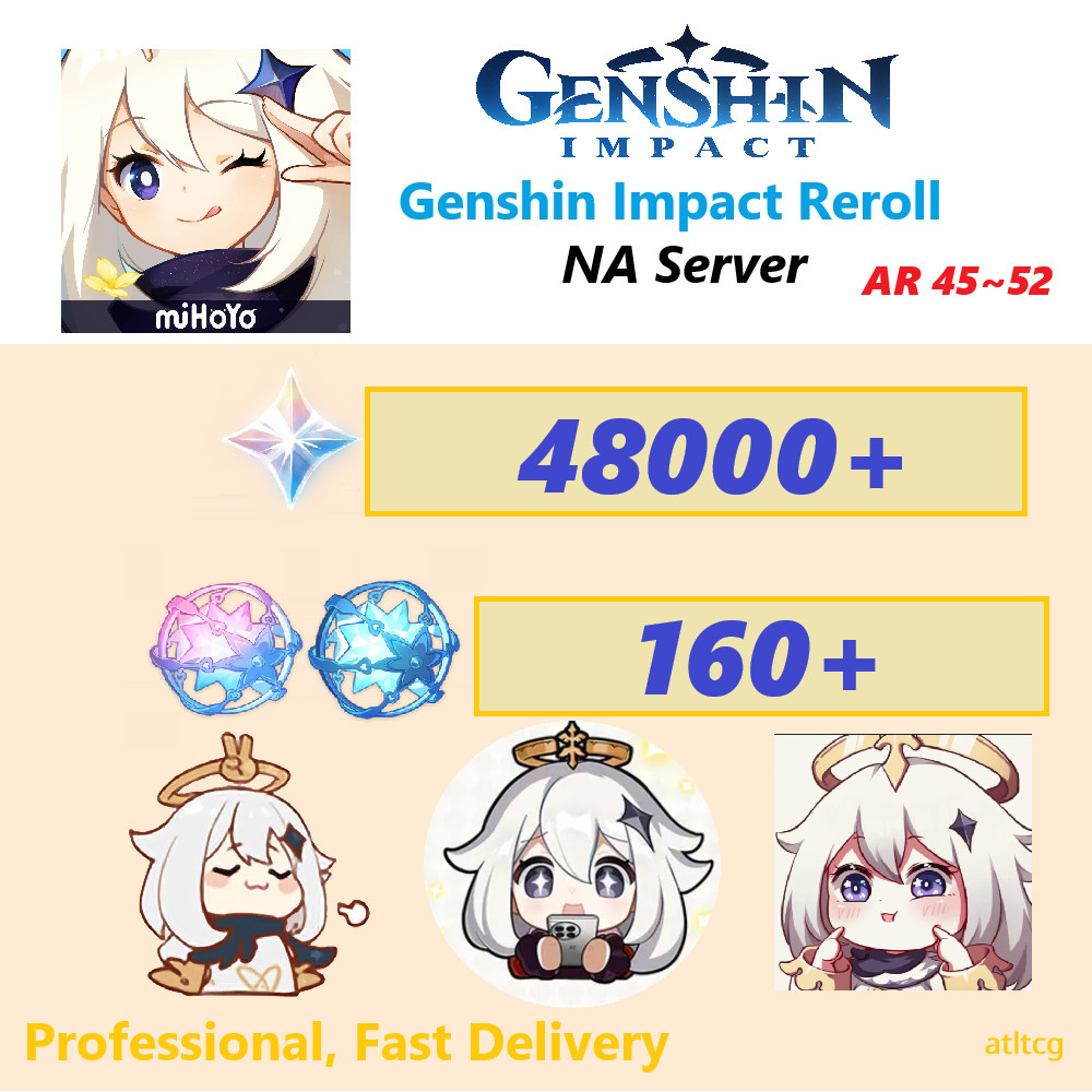 Genshin Impact (NA) Reroll 48000 Primogem + 160Wishes 460+ Pulls