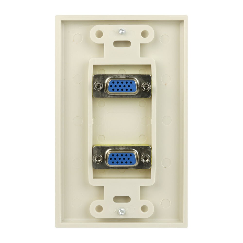 Construct Pro Wall Plate with Dual Female VGA Pass Throughs (Light Almond)