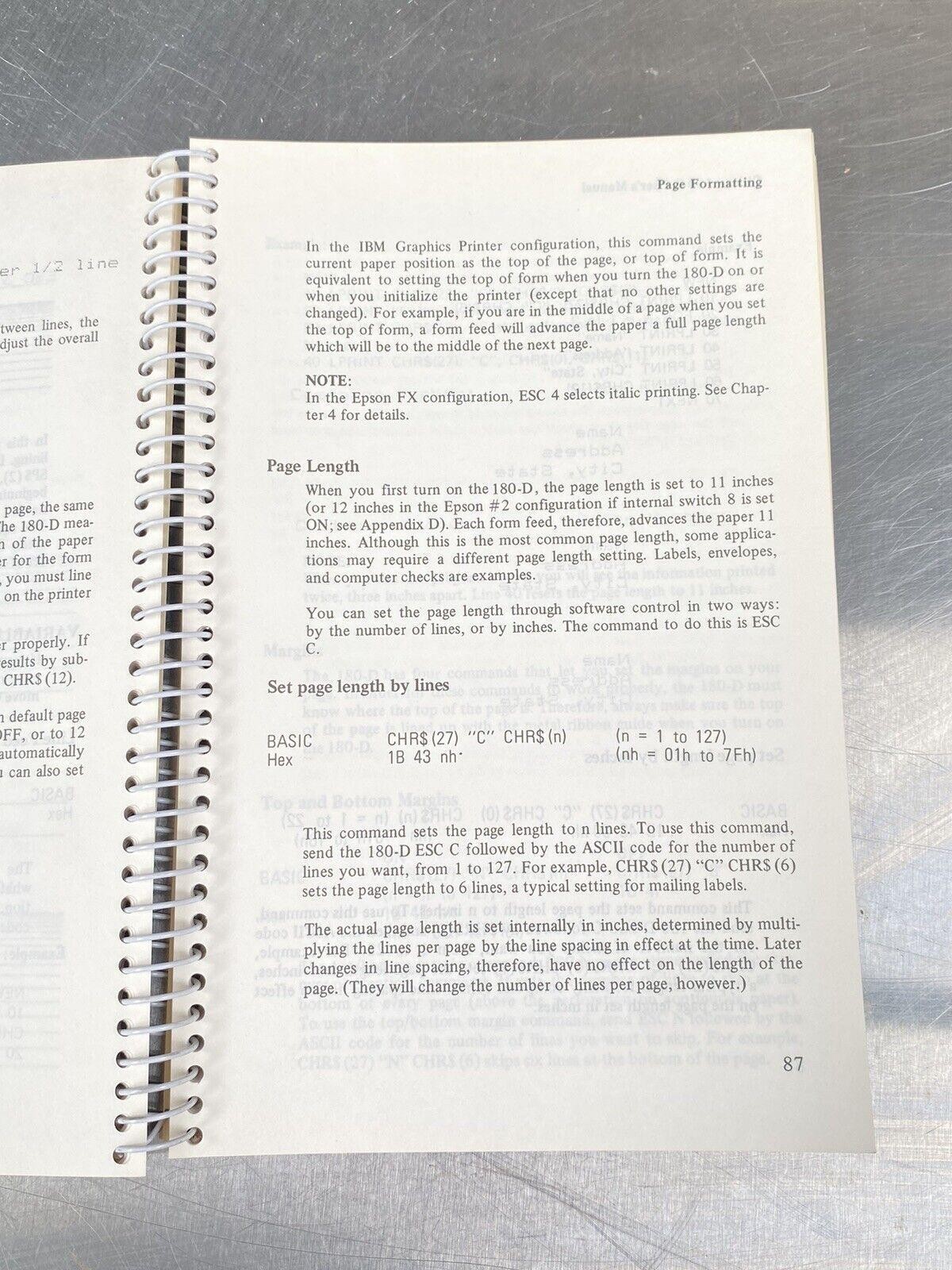 Citizen 180-D Printer - Manual / Users Guide / Instructions Book