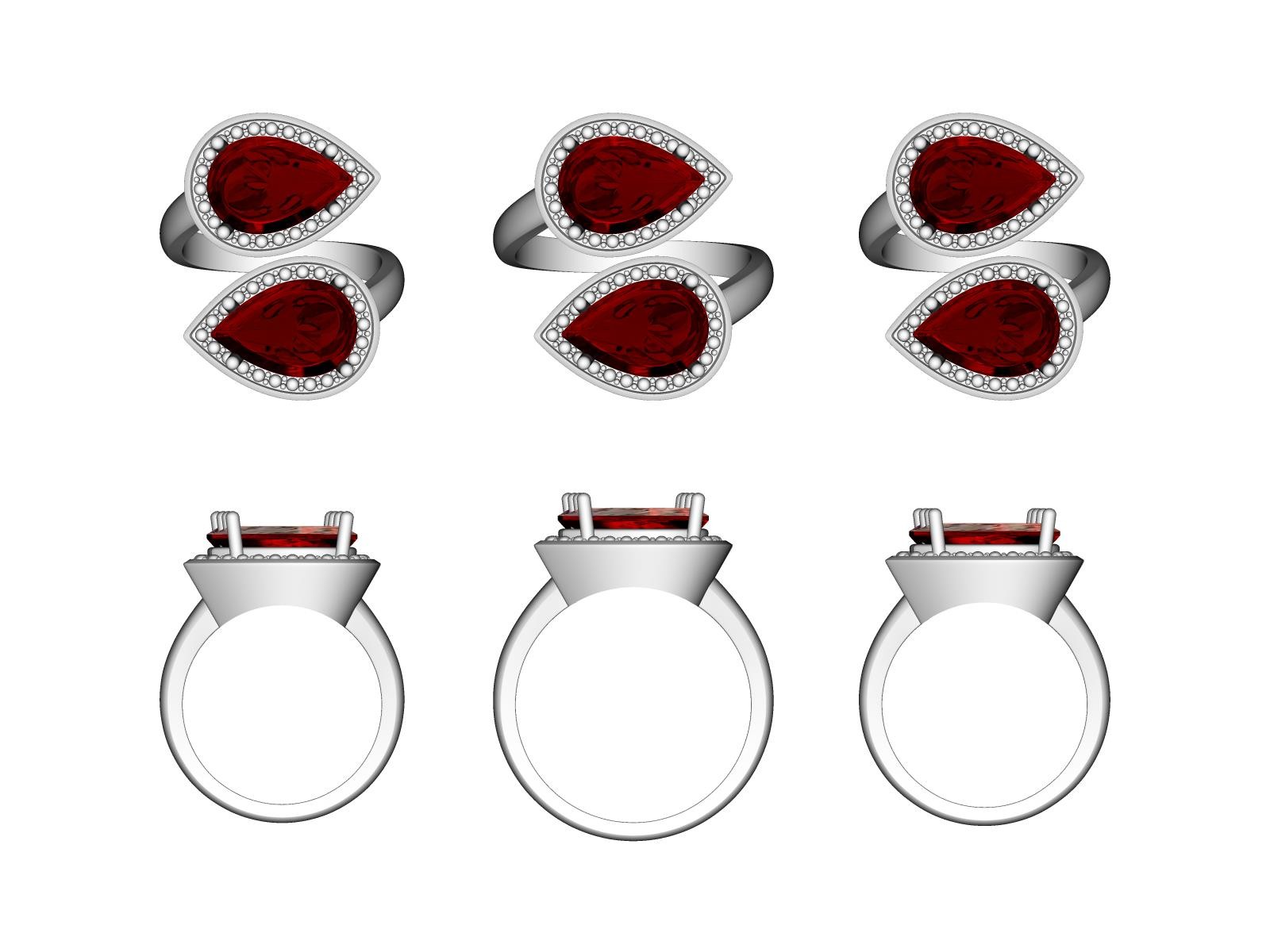 Sterling Silver Semi Mount Ring Setting Pear PE 12x8mm Twin Stone Ring