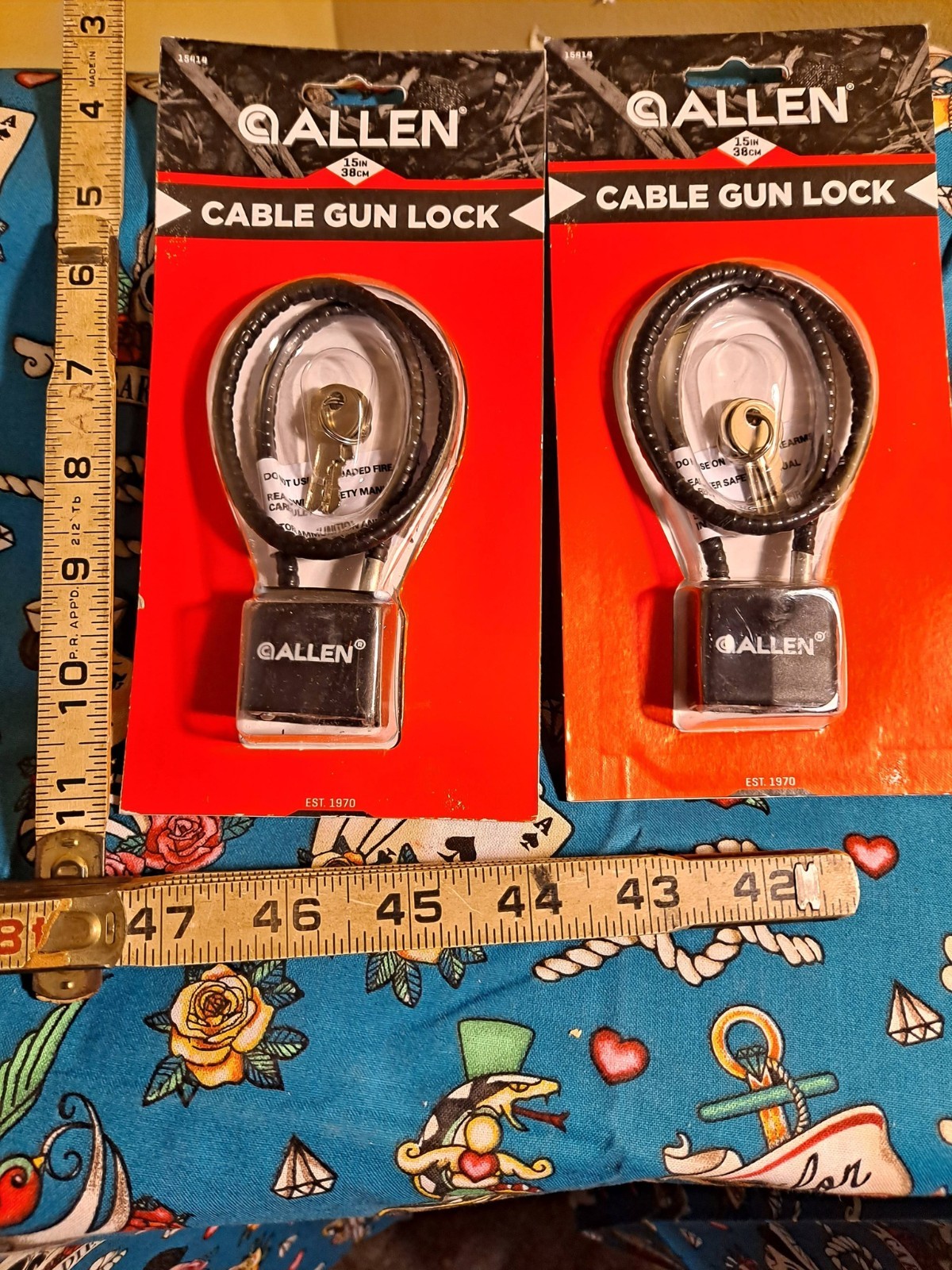 Allen 15" Cable Gun Lock long gun handgun 2 keys padlock New in Package set of 2