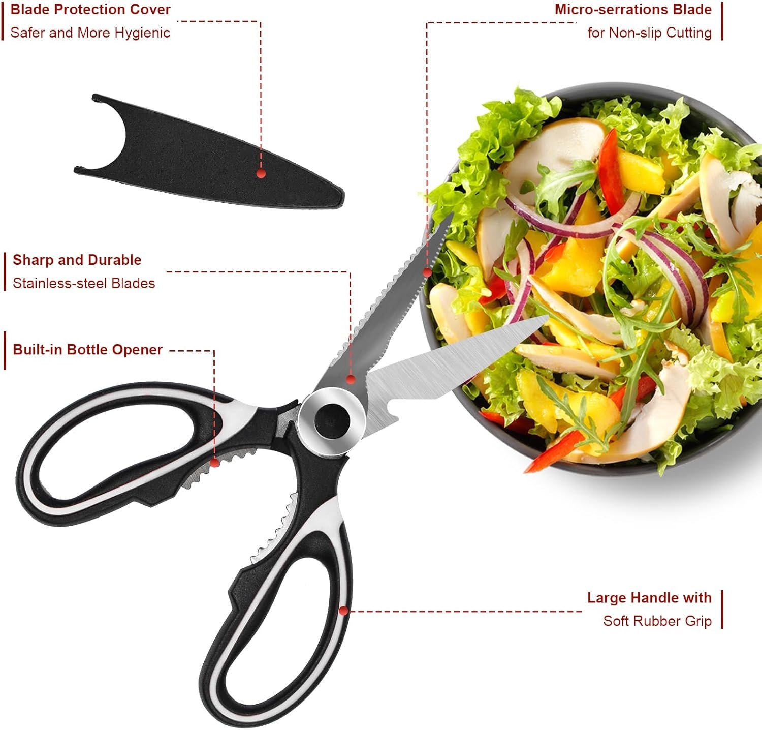 2-Pack Kitchen Scissors Heavy Duty, Premium Sharp Kitchen Shears for Food, Fish,