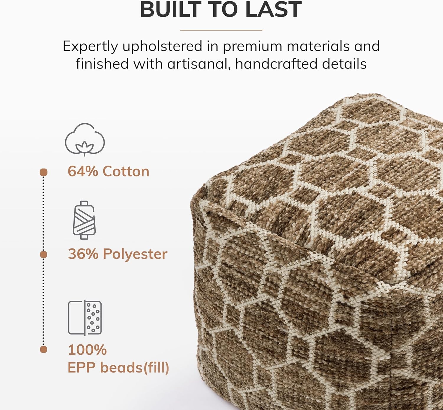 100% Handmade & Handcrafted Comfortable Home Pouf Ottoman Footrest Organizer
