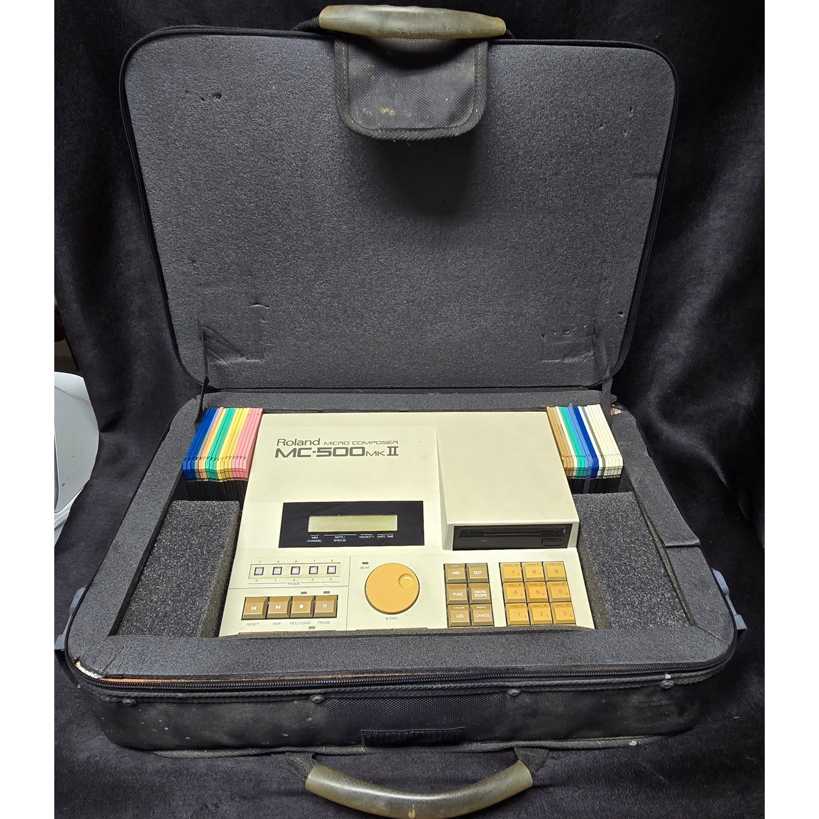 Vintage Roland MC-500MKII Micro Composer MIDI Sequencer with Case & Floppy Disks