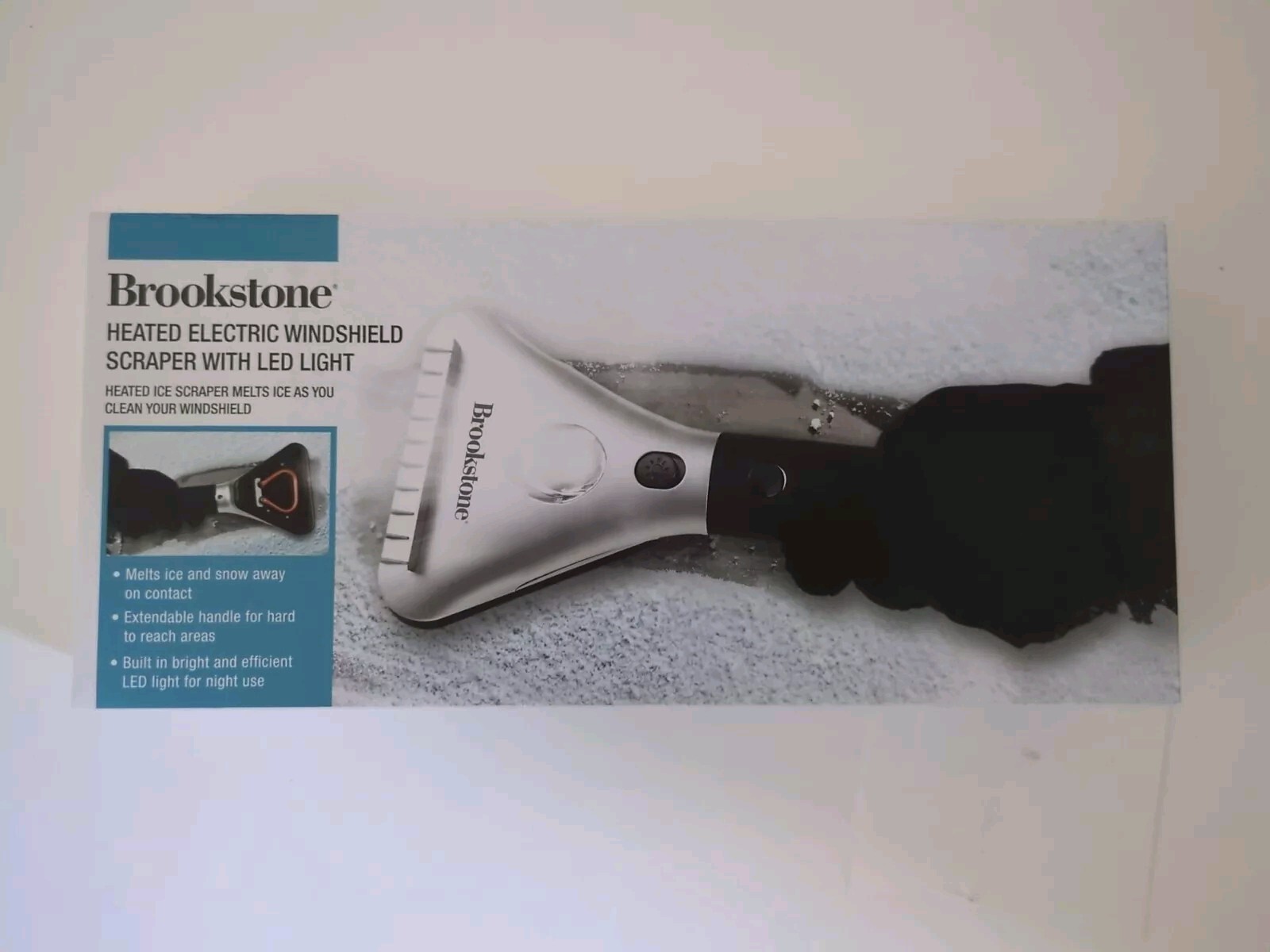 ❄️ Brookstone heated electric windshield snow ice scraper car with LED light NEW