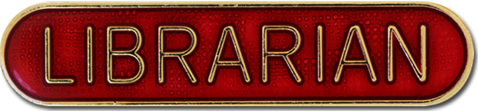 Librarian Pin Badge in Red Enamel With Rounded Edge