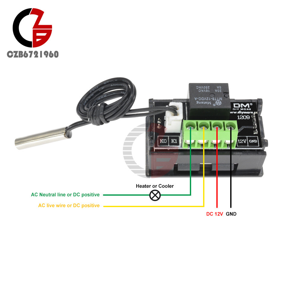 W1209 12V Digital Thermostat Temperature Controller Switch Sensor 50-110°C +Case