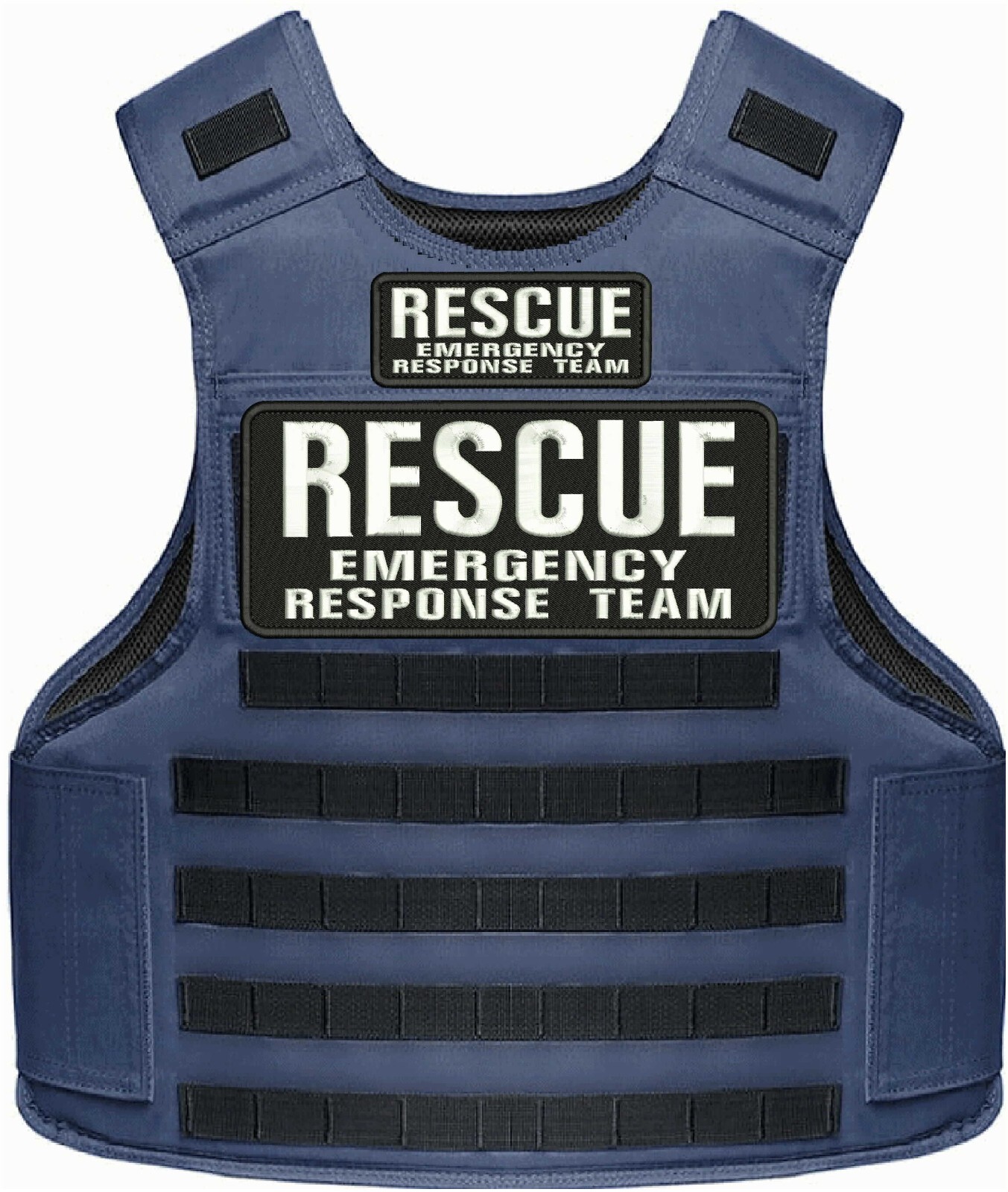 RESCUE EMERGENCY RESPONSE TEAM EMB PATCH 4X10  2X5 HOOK ON BACK WHITE ON BLACK