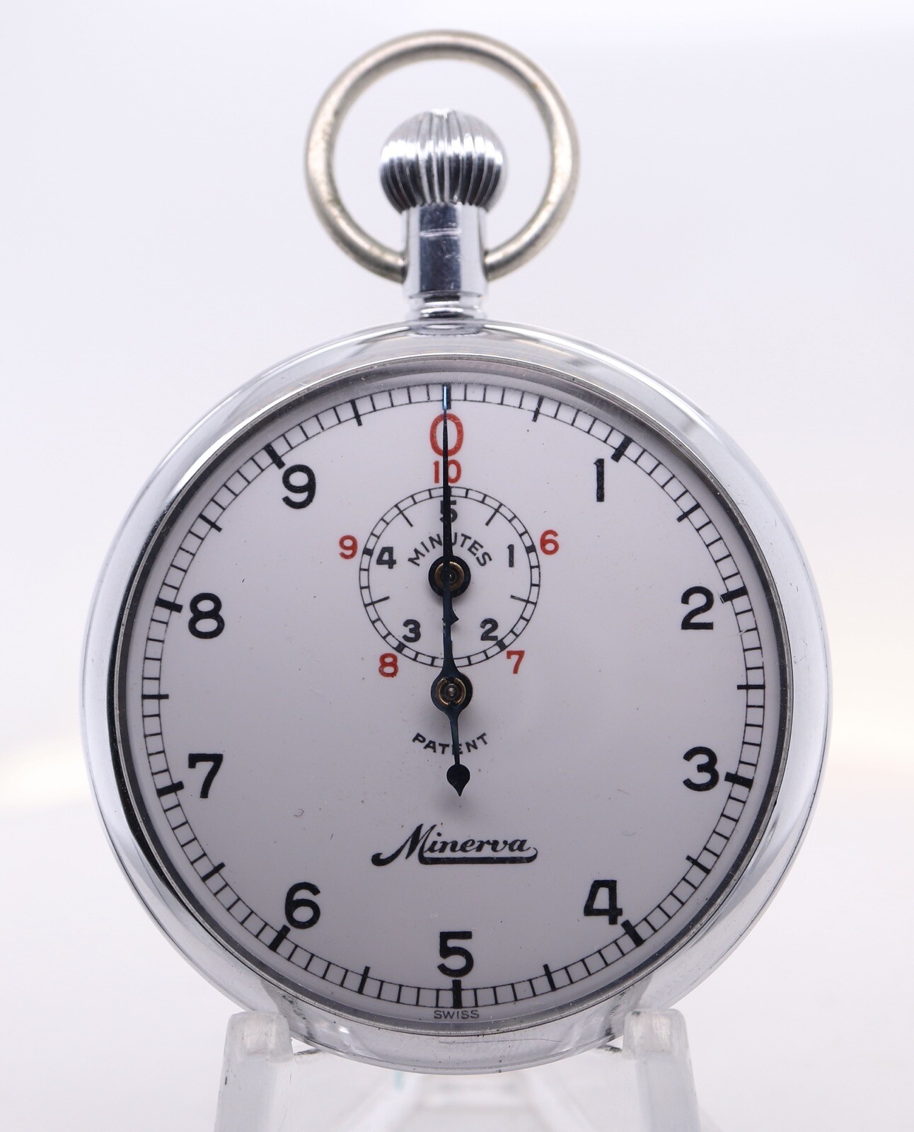 Vintage Minerva 52mm Chrome 10 Sec Dial Stop Watch Timer WORKING