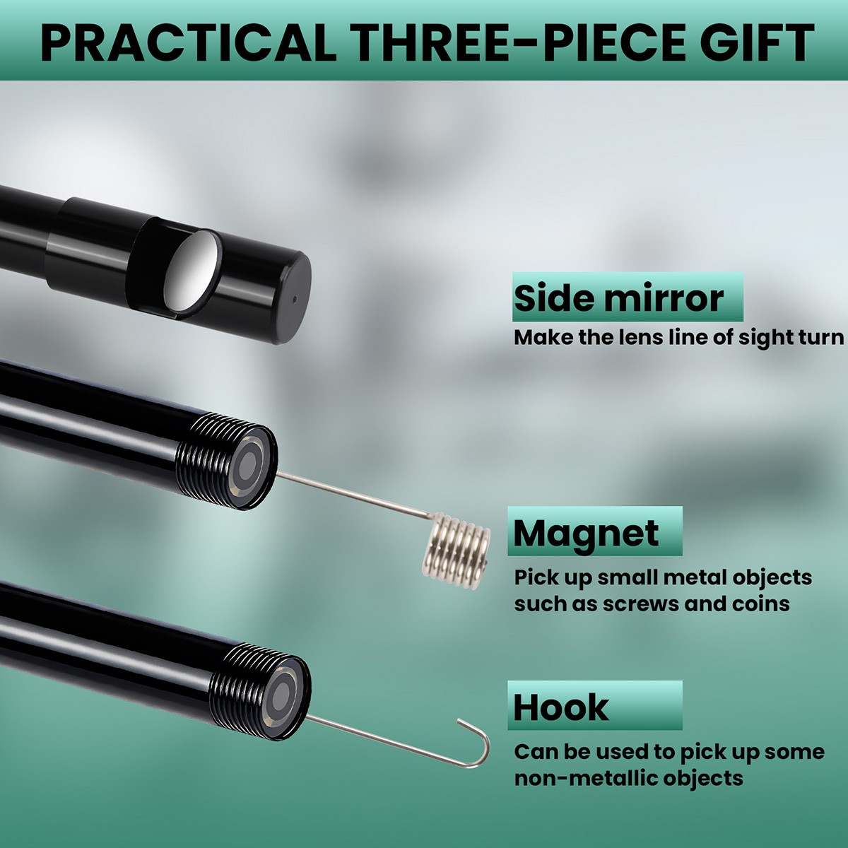 3in1 Borescope Endoscope 6 LED Inspection Scope Camera For Android Cell Phone HD