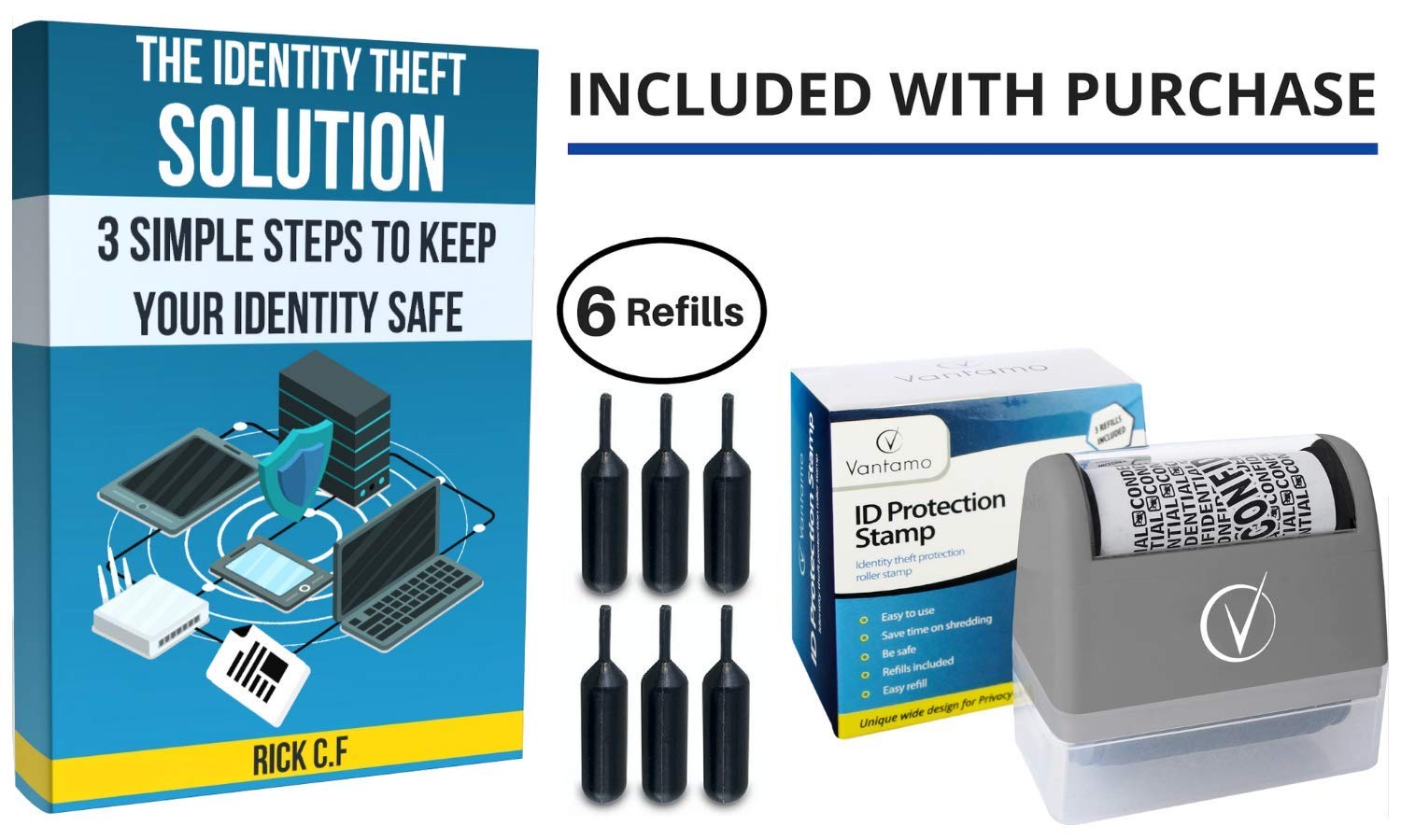 Vantamo Identity Theft Protection Roller Stamp for Hiding Sensitive Informati...