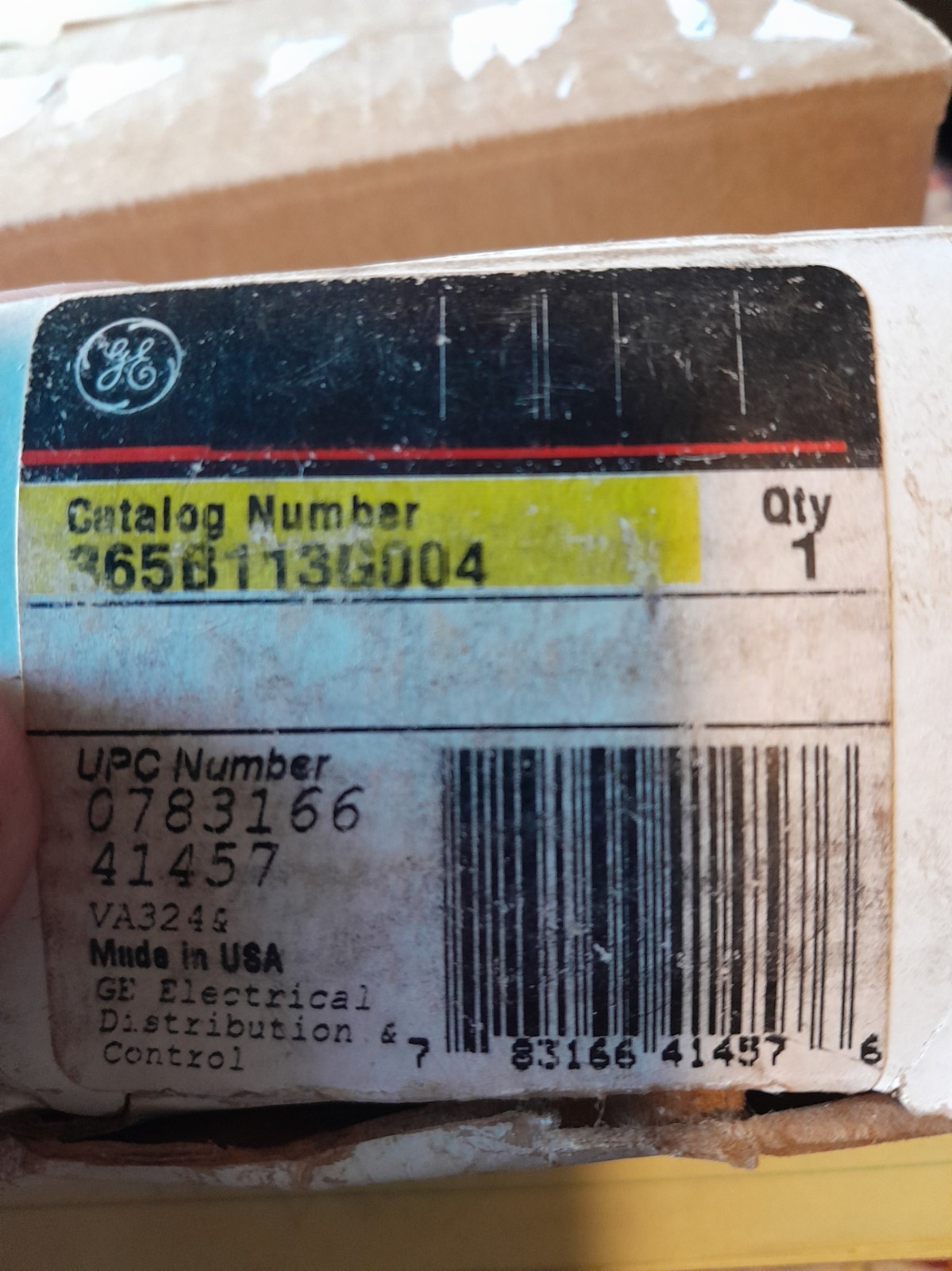 NIB GE Black Pushbutton Control 365B113G004