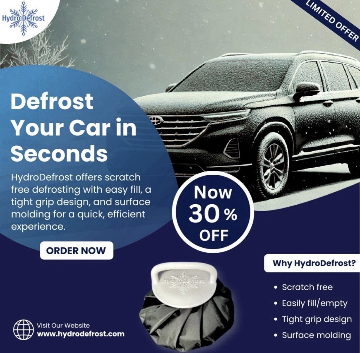 HydroDefrost 2.0 Windshield Defroster & Ice Remover | Fast De-Icing & Defrost