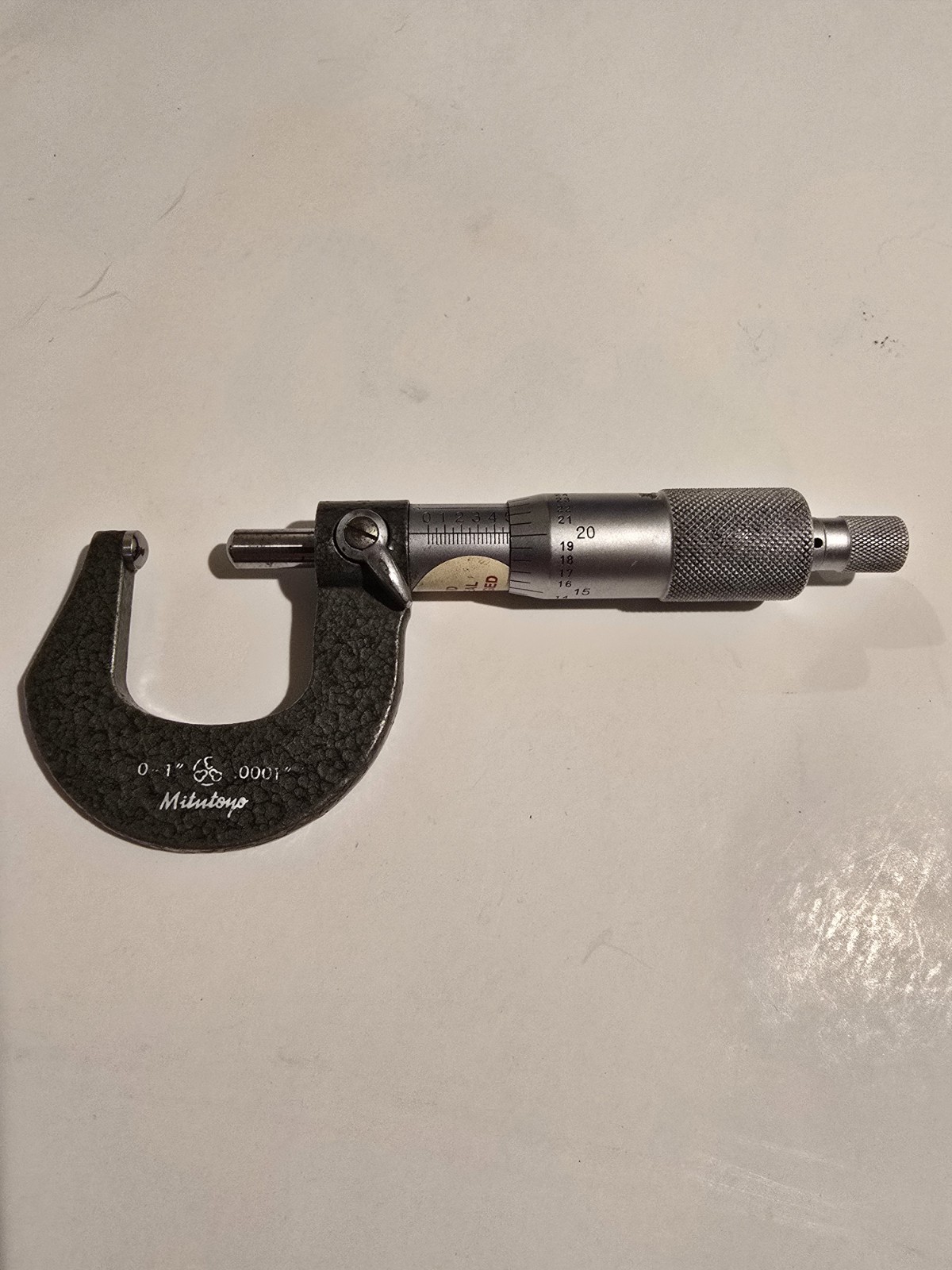 Mitutoyo 115-253 Spherical Anvil/Spindle Micrometer, 0-1" with Spherical Face