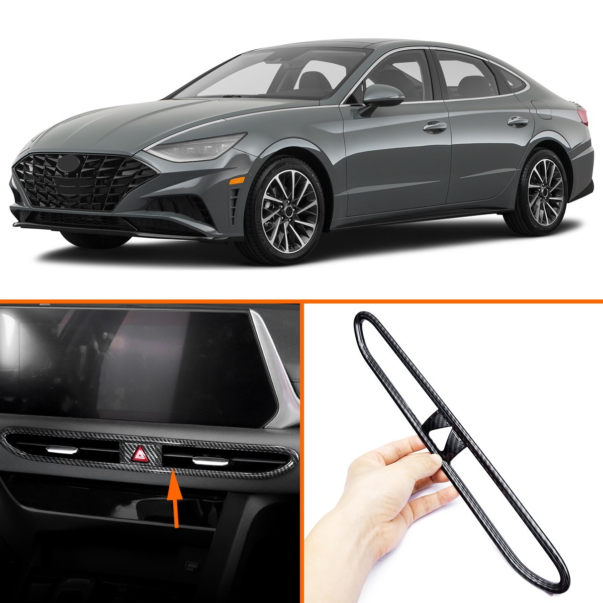 For Hyundai Sonata 2020-2023 Carbon Fiber Center Console Air Outlet Vent Frame