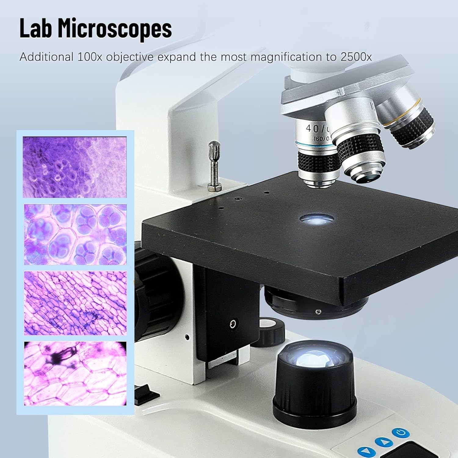 Compound Monocular Microscope 40X-2500X LED Constant Temperature 7" LCD Screen