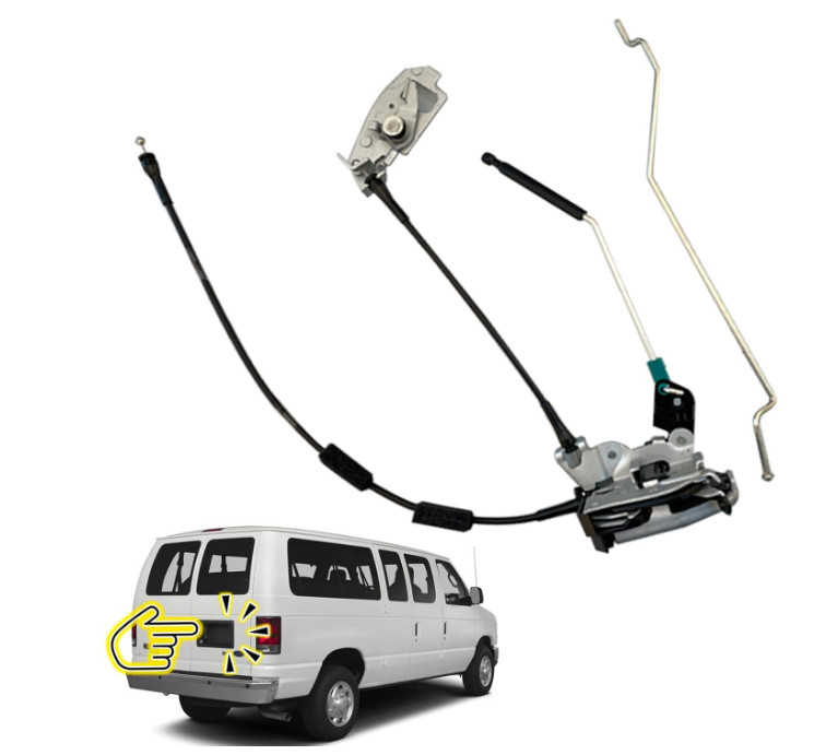 Door latch assembly w/cable&rod compatible for Ford E150 E250 E350 Rear...