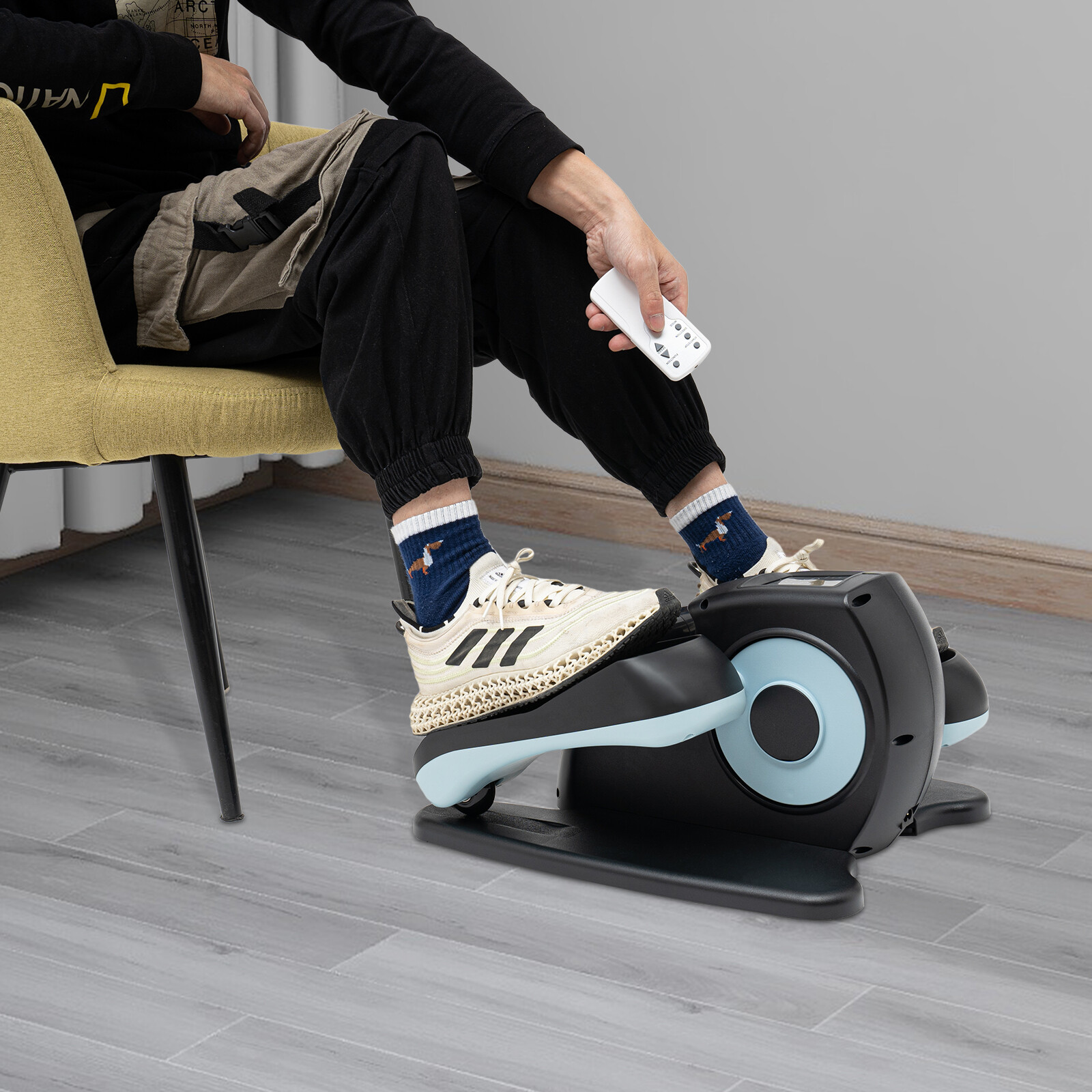 Motorized Under-Desk Elliptical Trainer With Remote & LCD Display Blue